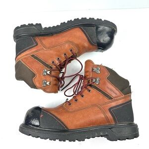 Red Wing Boots Mens 7.5 Brown Leather Lace Up Safety Cap Toe Workwear 4803
